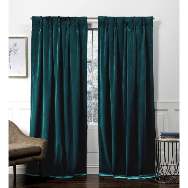 54"x108" Velvet Back Tab Light Filtering Window Curtain Panels Teal Exclusive Home