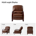 Set of 2 Alex Mid Century Modern Genuine Leather Manual Recliners with Curved Wooden Arms